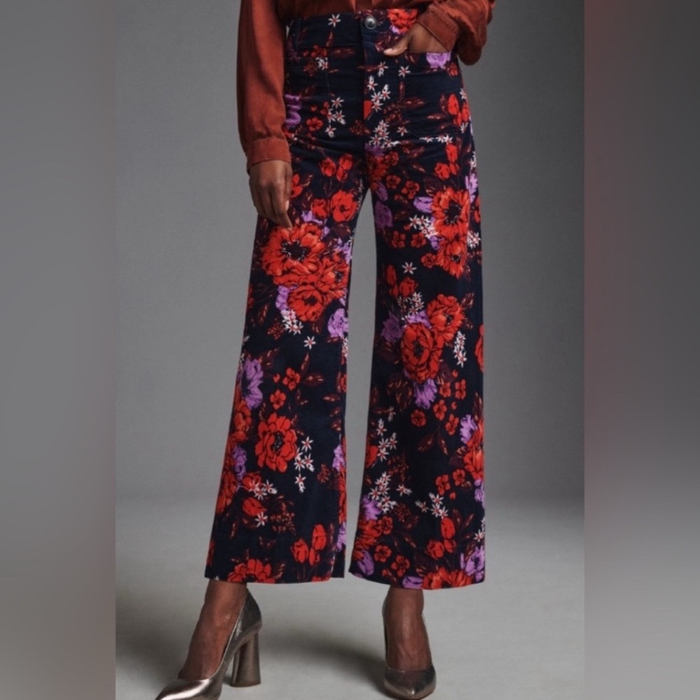 Anthropologie Blue and Red Straight Leg Jumpsuit